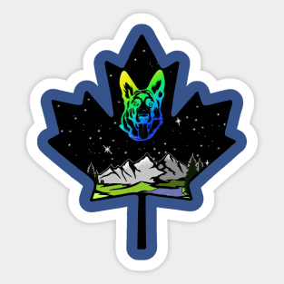 Canadian Maple Leaf German Shepherd - Green/Blue Sticker